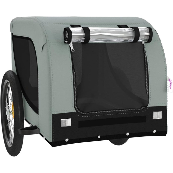 Фасба Причіп для собак, велосипедний причіп для тварин, причіп для собак з відбивачами та прапорцем, причіп для котів та домашніх тварин, сірий та чорний, оксфордська тканина та метал