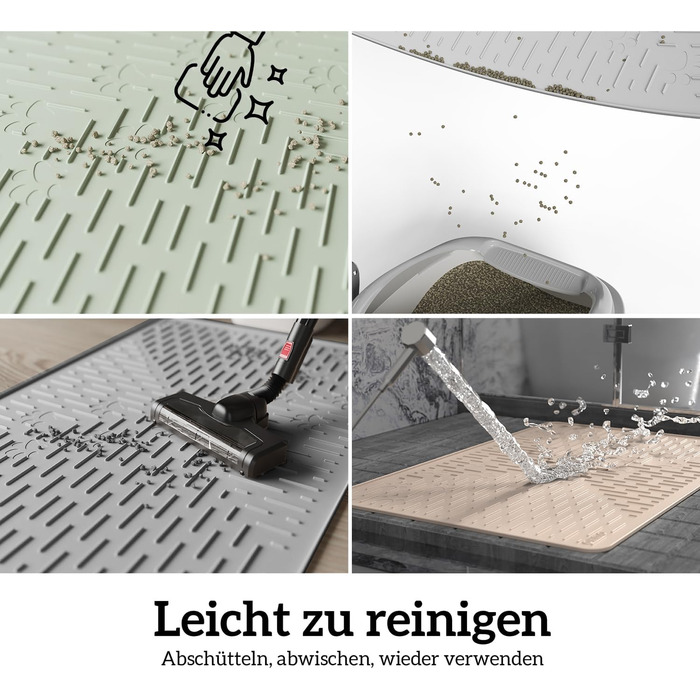 Килимок для котячого туалету OHMO з преміум-силікону 60x40 см, 2 шт., вологостійкий та BPA-free, легко чиститься, сірий (темно-сірий)