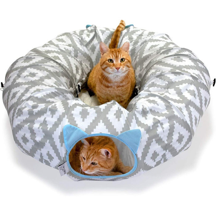 Kitty City Велике тунельне ліжко для котів, біле, іграшка та спальне місце для котів, поп-ап конструкція