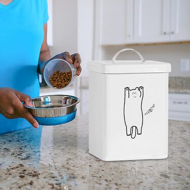 Контейнер для зберігання корму для тварин 5л з ложкою та кришкою | Декоративний контейнер для котячого корму, для собак, сухих кормів, ласощів, рису або борошна