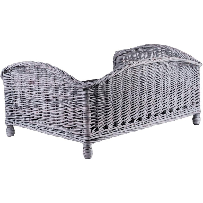 Корзина для тварин з лози: ліжко для собак та котів з м'яким подушком (64x42x35 см)