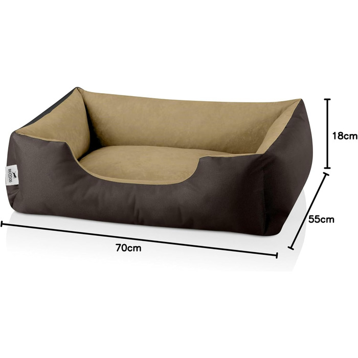 Лягушковий лежак для собак BedDog M - м'яке ліжко-корзина для маленьких собак, коричнево-бежевий, 70x55x18 см