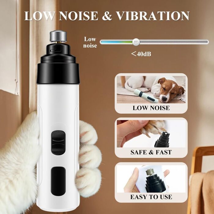 Електричний точилка для кігтів собак Profi Krallenschleifer, для всіх домашніх тварин, 2 швидкості, тихий, білий