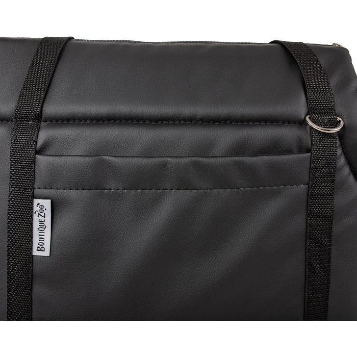 Сумка-переноска для собак та котів Boutique Zoo XL (до 15 кг) – велика, м'яка, складна та пральна – 52×35×39 см (розміри складена: 42x29x33 см) – чорний колір, штучна шкіра