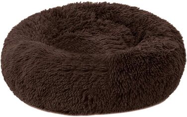 Кругле ліжко для собак Loir Fluffy, 110 см, коричневе, м'яке, плюшеве, для глибокого сну