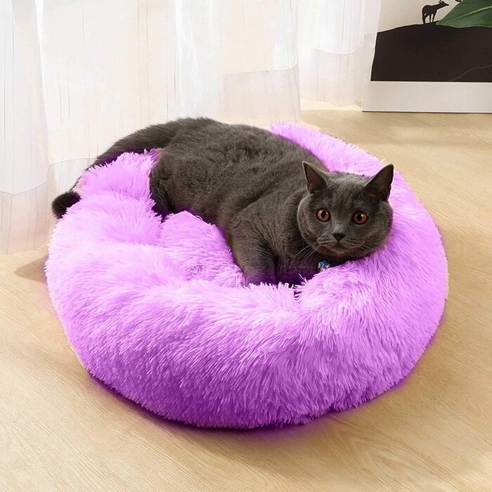М'яке ліжко для собак та котів PETCUTE, кругленьке, фіолетове (M)