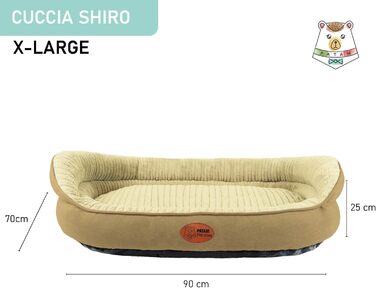 Ліжко для собак та котів Shiro Beige, велике, знімний чохол, машинне прання, м'яке, з піднятим бортиком, антиковзаюча підкладка, 90 x 70 x 25 см