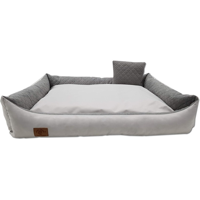 Ліжко для собак Odolplusz XXL - велике ліжко-софа для собак, м'яке собаче ліжко з подушкою | Знімний та пральний чохол [120x80 см, сірий] Сірий L 120 x W 90 x H 19 см