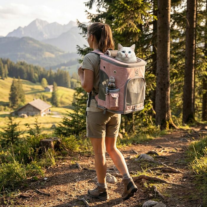 Рюкзак-переноска для собак та котів з сіткою, високоякісна переноска для маленьких собак, котів, кроликів, 28x27x43 см (Сірий, M)