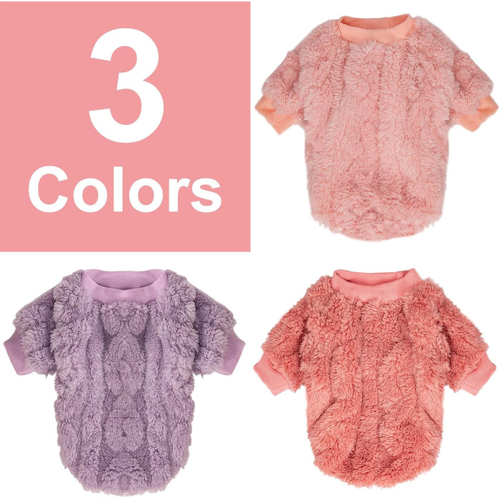 Теплий пуловер для собак та котів, 3 шт. в наборі (рожевий, фіолетовий, рожево-червоний), розмір Medium