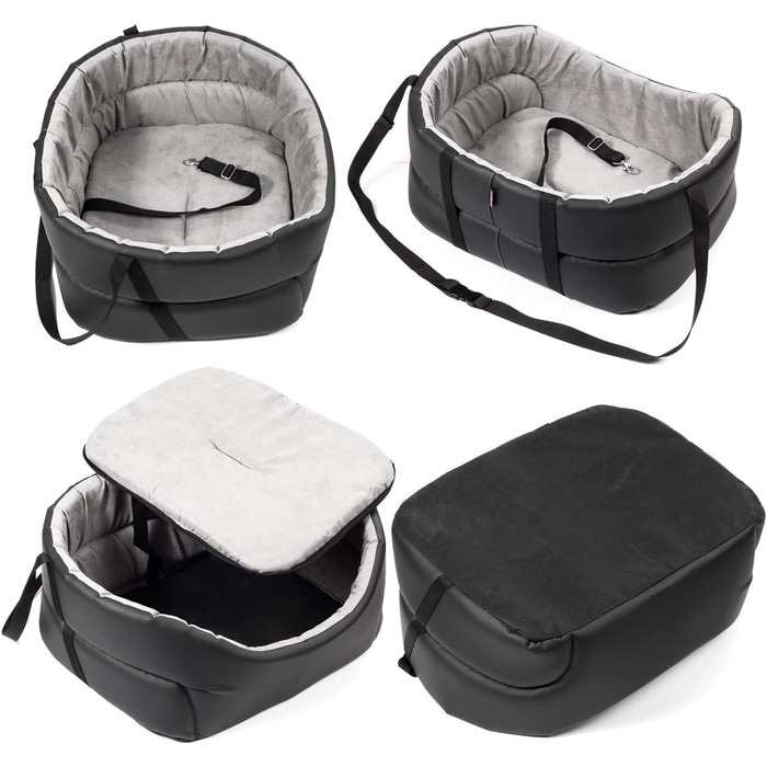 Автомобільний лежак для собак, універсальний, чорний, штучна шкіра (1 шт.)