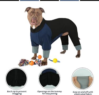 Піжама для собак Hjumarayan, чорна, L - зручний комбінезон для собак після операції та для прогулянок