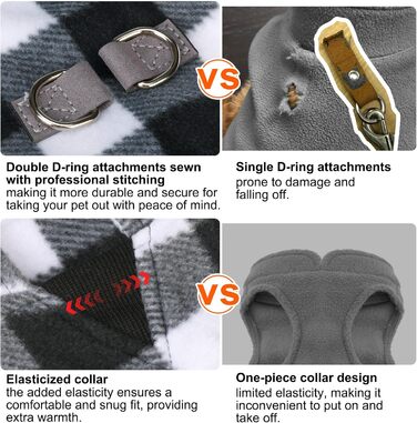 Теплий плед-жилет для собак BEAUTYZOO: флісова жилетка, вітрозахисна куртка для маленьких та середніх порід, XS, S, цуценята, з кільцем для повідка, класичний візерунок буйвола