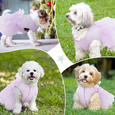 Сукня для собак на весілля: розкішний плаття для цуценят, сукня принцеси, літнє вбрання для собак, весільні сукні для собак, вечірні сукні з бантиком для маленьких дівчаток (XS, фіолетовий)