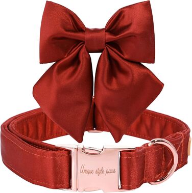 Шовковий ошийник для собак Mandarine, регульований, довговічний, з бантиком, для великих собак, розмір M
