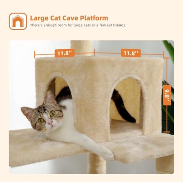 Когтеточка PAWZ Road для котів, з металевим плюшевим гамаком, котячий комплекс 143 см, 2-рівневе будиночок, 6 полиць, сірий