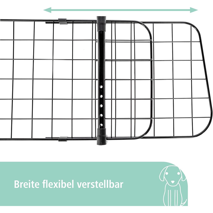 Сітка для захисту домашніх тварин Kerbl, 96-145x30 см, для безпечного транспортування собак в автомобілі, легкий монтаж, регульована ширина