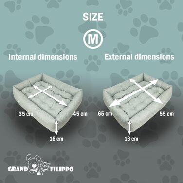Водонепроникне ліжко для собак - ліжка для маленьких та великих собак - ліжко для собак з неслизьким дном - кошик для собак, корзинка для собак 65x55x16 сірий льон 65x55x16 сіре лляне полотно