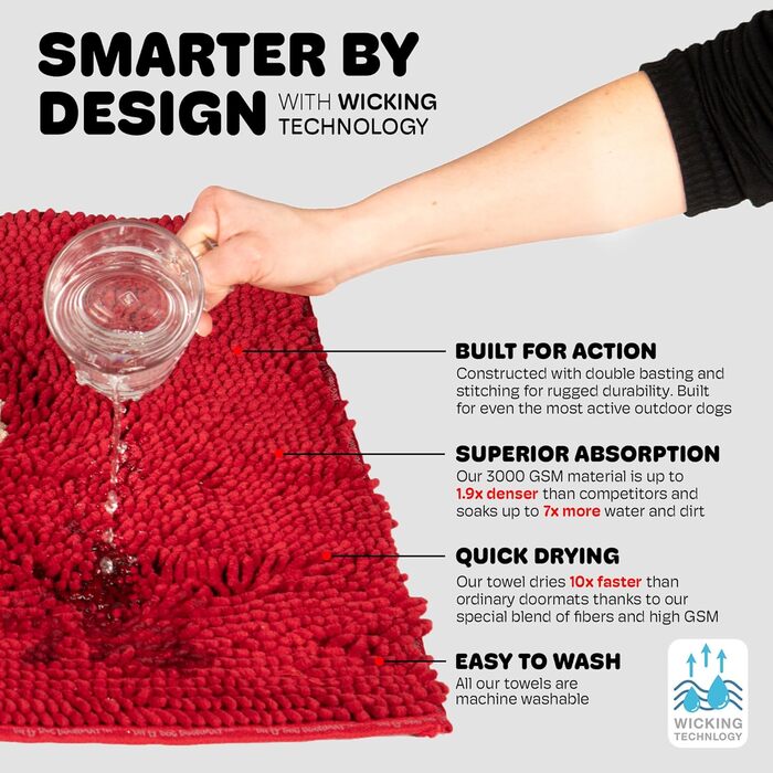 Килимок для собак Dog Gone Smart Dirty Dog: швидковисихаючий, з антиковзким покриттям, для чистого підлого – надзвичайно поглинаючий, придатний для прання, каштанового кольору, 51 x 79 см