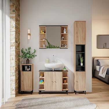 Пенал для ванної Vicco Aquis Sonoma, 30x81,8 см, шафа для ванної кімнати