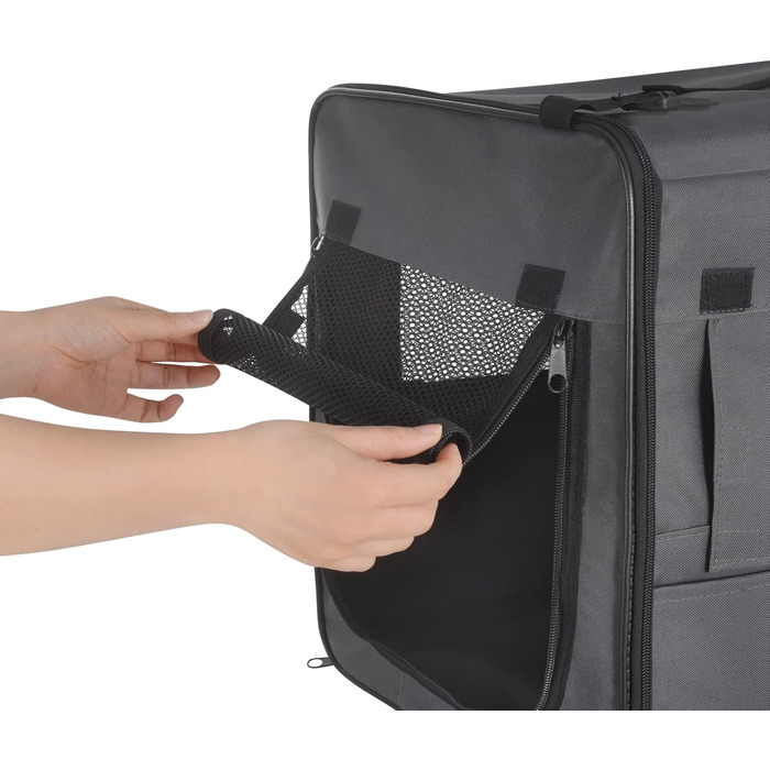 Складана переноска для собак та котів, авто-переноска для тварин, сіра, 46x36x41 см