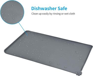 Силиконовий килимок для годування собак та котів AUDWUD, вологостійкий, антиковзний, 71x46 см, сірий