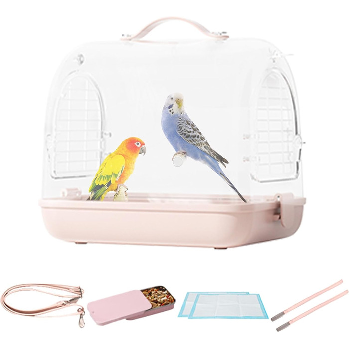 Трансформер для перевезення птахів Nymphensittich: рюкзак-переноска для птахів, прозорий клітка, м'яка переноска, клітка для подорожей з птахами | Переноска для птахів на відкритому повітрі, знімна переноска для хом'яків, прозора переноска для домашніх тв