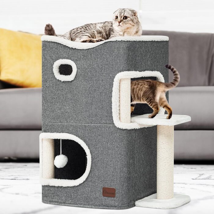 Будинок для котів YITAHOME, котяче ліжко, когтеточка, котяча нора для дому, багатофункціональні меблі для котів, сірий