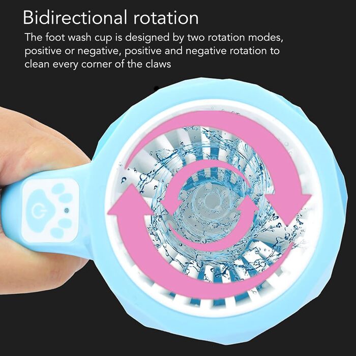 Автоматичний мийка лап для собак, перезаряджувана, багатофункціональна, силіконові щетинки, портативна (білий/синій)