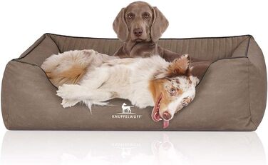 Ортопедичне собаче ліжко Knuffelwuff Columbia XL з лазерного стежчастого екошкіри, 105 x 75 см. Знімний чохол, легко мити. Підходить для великих, середніх та маленьких собак.