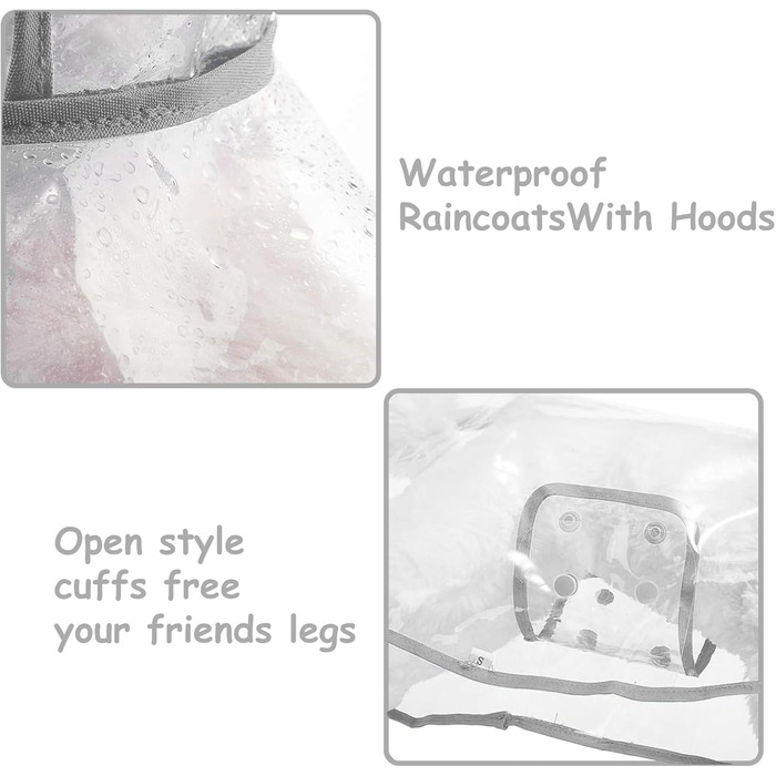 Дощовик для собак PETCUTE, водонепроникний, з капюшоном, PVC, дихаючий, з кнопками, для середніх та великих собак (6XL, білий)