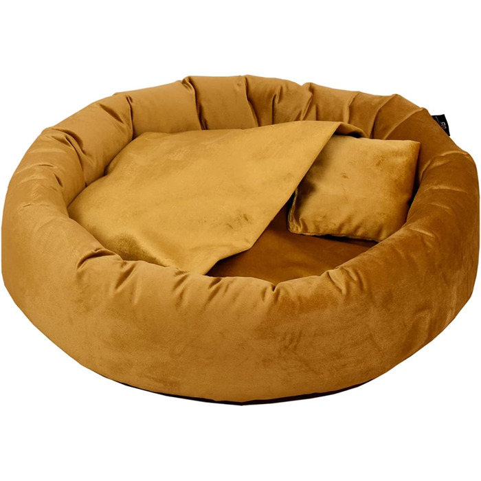 Килимок для собак Luxus Denver | гігієнічний, миється | розмір M (для маленьких та середніх собак) | затишна печеринка з пакетиками для відходів | діаметр 68 см (90 см, гірчичний)