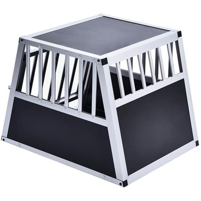 Транспортна переноска для собак Home Deluxe SKITO - M, 69x54x50 см, Алюміній/MDF, Срібно-чорний