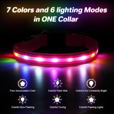 Світлодіодна нашийник для собак Feycig з USB-зарядкою, водонепроникний, регульований, 3 режими, для малих, середніх та великих собак (світлороже, S(28-40см))