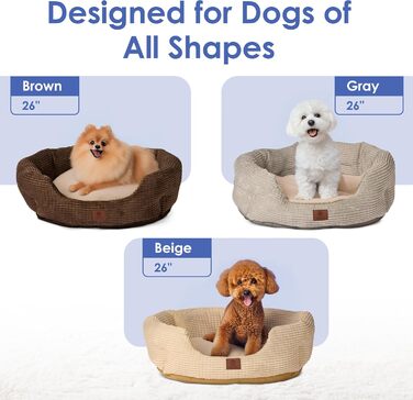 Лежак для собак AMERICAN KENNEL CLUB, м'який плюш, 66 см, нековзний, для середніх і великих порід, машинне прання