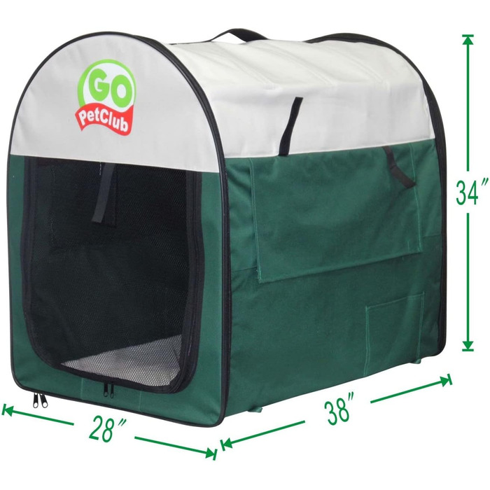 Транспортний бокс Go Pet Club для собак, м'який, 96,5×71×86 см, зелений