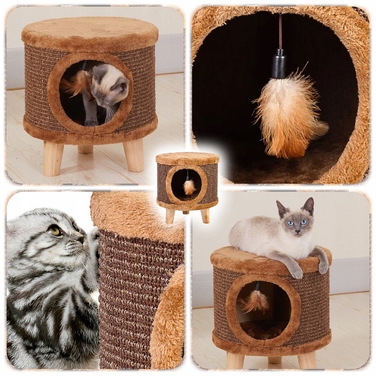 Будиночок-дряпалка для кота 2в1: лежанка та іграшка, 33x33x35 см