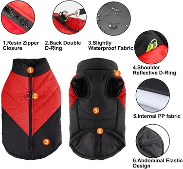 Тепла зимова куртка для собак, водонепроникна, з м'яким коміром-гетром, для малих та середніх собак, з кільцем D, помаранчевого кольору, L
