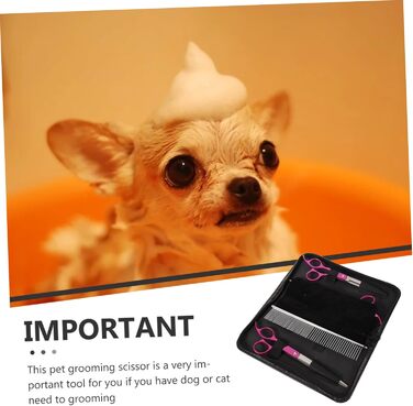 Набір для грумінгу домашніх тварин 1satz: ножиці для собак (прямі та вигнуті), гребінець. Ергономічний, легкий, для м'якого догляду.