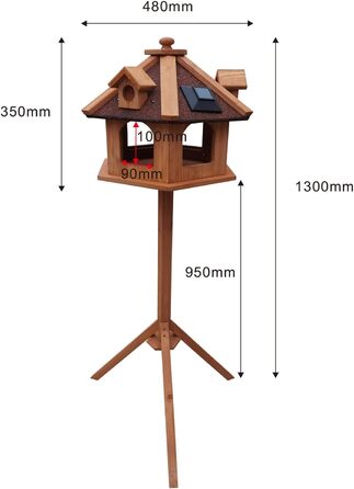 Дерев'яне годівничка для птахів Toboli з підставкою 115 см, вологостійка, для птахів