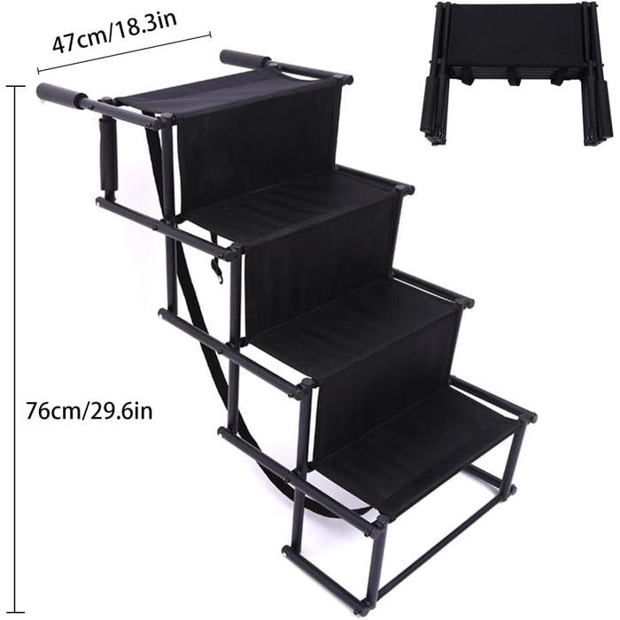 Складана рамка для собак у машину, 4 сходинки, до 90.7 кг, для SUV, вантажівки, диванів, ліжок