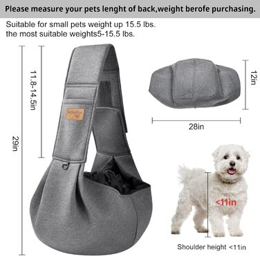 Сумка-переноска для собак Vrbabies, для маленьких собак та інших домашніх тварин до 5 кг, регульована, сітка, липучка, пряжки