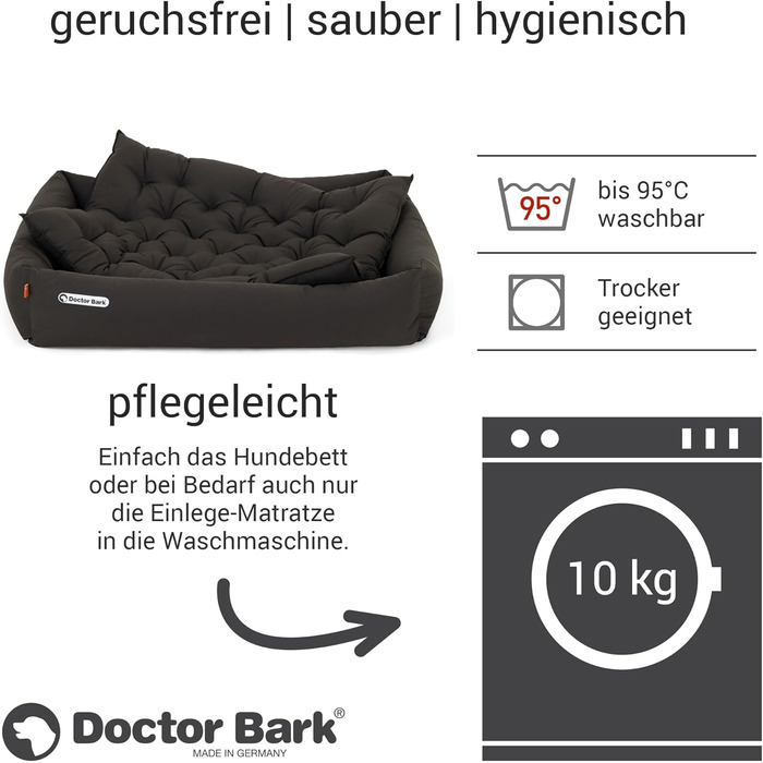 Ортопедичне ліжко для собак Doctor Bark - миється до 95°C, гігієнічне, без запаху, великі породи, з м'яким коржем (XXL 110x100 см, коричневе)