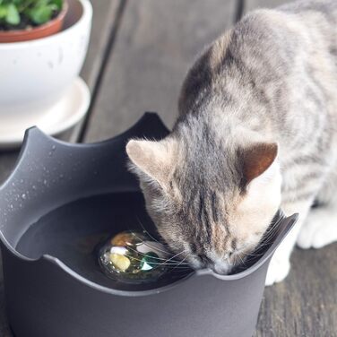 Напійниця для собак та котів VitaJuwel з бамбука з сумішшю дорогоцінних каменів | сірий колір