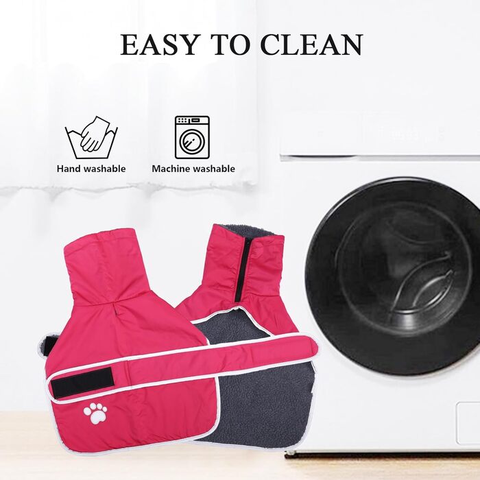 Зимовий теплий одяг для такси (джек) - водонепроникний, з підкладкою з плюшу та отвором для поводокa, відображає світло, рожевий, M (довжина спини 42-45 см)