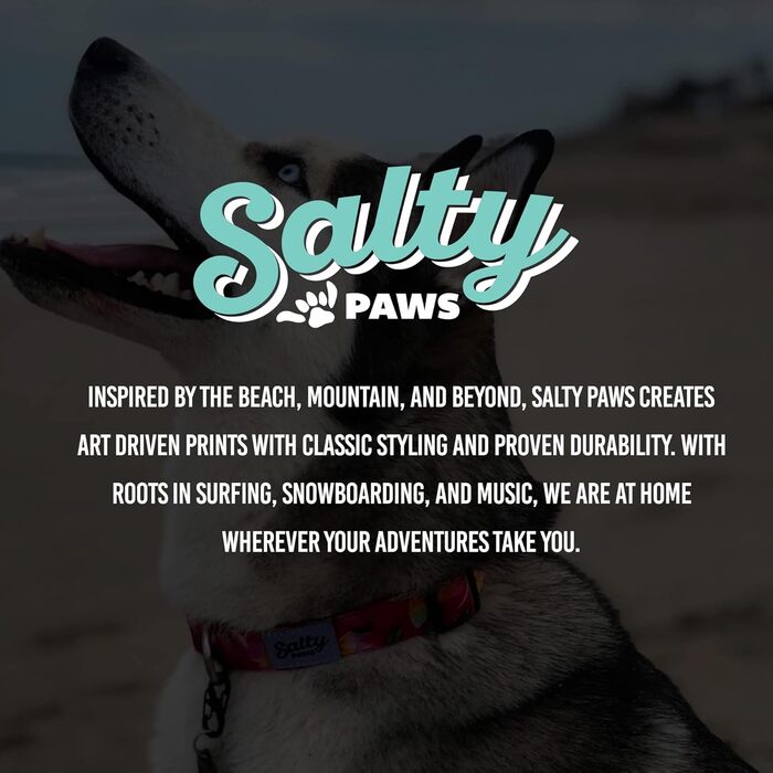 Собачий нашийник Salty Paws, тропічний, для пляжу та риболовлі, розмір M (35,6–50,8 см), для собак 11,3–22,7 кг, синій