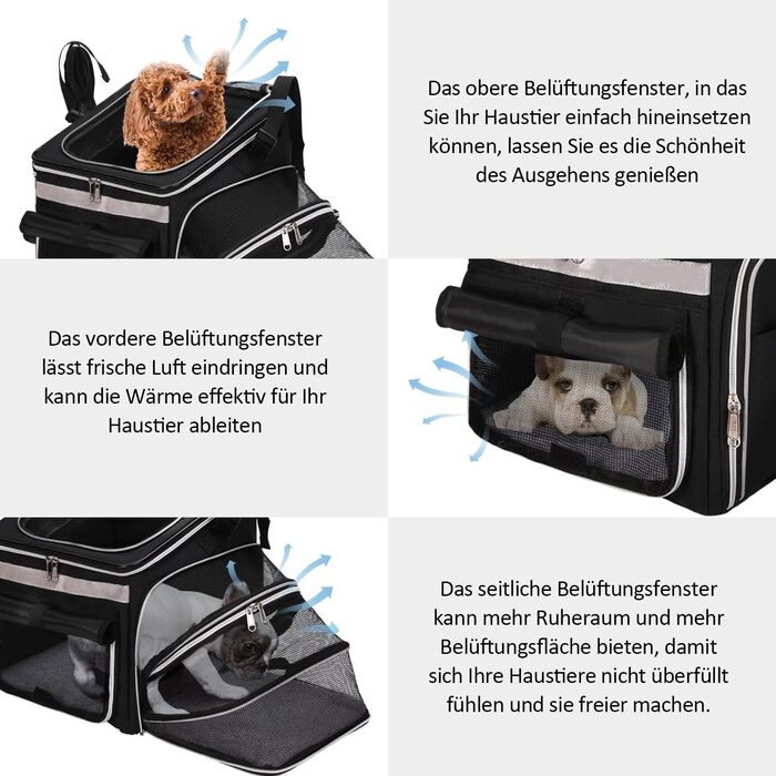 Сумка на велосипед для тварин, рюкзак для собак та котів з сіткою, складана переноска для малих та середніх собак та котів до 6 кг (Чорний)