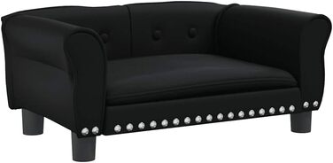 Софа для собак, зручне ліжко для домашніх тварин, лежанка для собак з штучної шкіри, ліжко для цуценят, диван для домашніх тварин, будочка для собак великих та середніх порід, сучасний та елегантний дизайн (70x45x30 см, чорний)