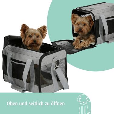 Kerbl Pet Tragetasche Casual: переносна сумка-переноска для собак та котів до 12 кг, сіра/чорна, 52x31x31 см