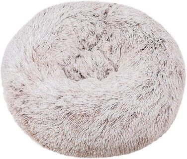 Кругла лежанка для собак Chickwin Chickw1 з м'якого плюшу, ковзаюча база, лежанка для котів, донат, розмір та колір обираються (50см, коричневий)